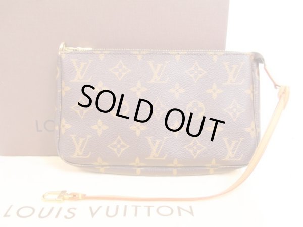 Photo1: LOUIS VUITTON Monogram Leather Brown Accessories Pouch Pochette #4026