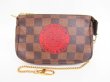 Photo1: LOUIS VUITTON  Damier Leather Brown T&B Chain Pouch Pochette #4035