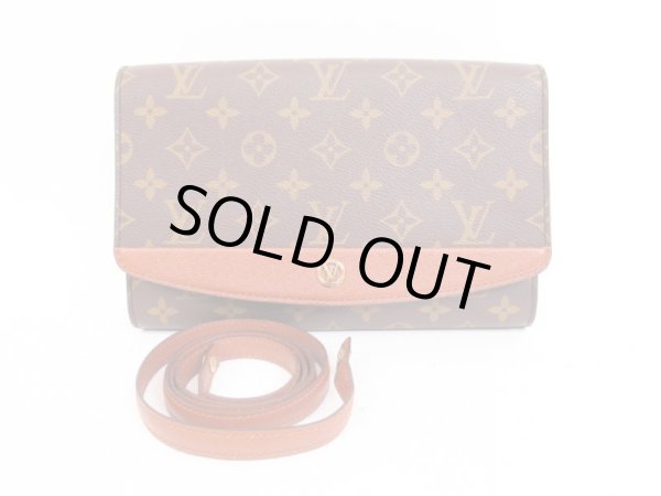 Photo1: LOUIS VUITTON Monogram Leather Brown Clutch Bag Bordeaux PM With Strap #4044