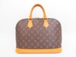 Photo2: LOUIS VUITTON Monogram Leather Brown Hand Bag Purse Alma #4045