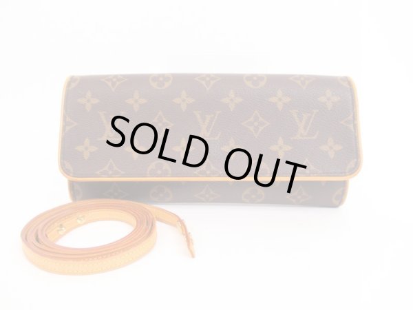 Photo1: LOUIS VUITTON Monogram Leather Brown Fanny Packs Pochette Twin GM #4051