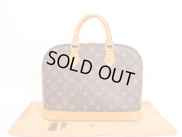 Photo1: LOUIS VUITTON Monogram Leather Brown Hand Bag Purse Alma #4053