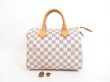 Photo1: LOUIS VUITTON Damier Azur Leather White Hand Bag Purse Speedy25 #4055