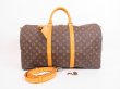 Photo1: LOUIS VUITTON Monogram Leather Brown Gym Bag Keepall 50 Bandouliere #4056