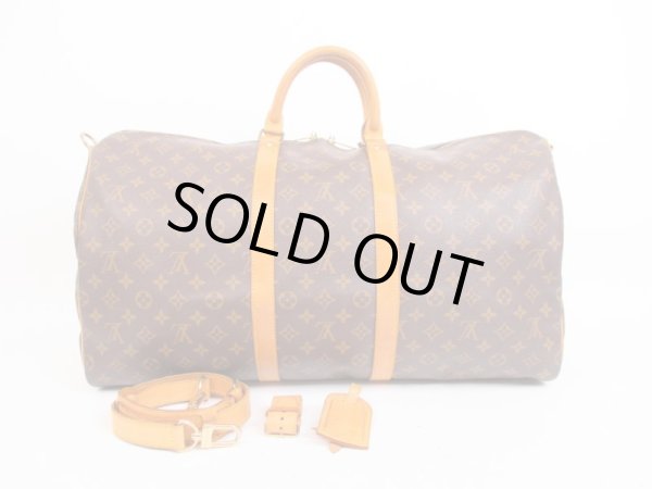 Photo1: LOUIS VUITTON Monogram Leather Brown Gym Bag Keepall 55 Bandouliere #4063