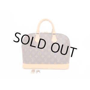 Photo: LOUIS VUITTON Monogram Leather Brown Hand Bag Purse Alma #4069