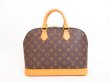 Photo2: LOUIS VUITTON Monogram Leather Brown Hand Bag Purse Alma #4069