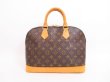 Photo1: LOUIS VUITTON Monogram Leather Brown Hand Bag Purse Alma #4072