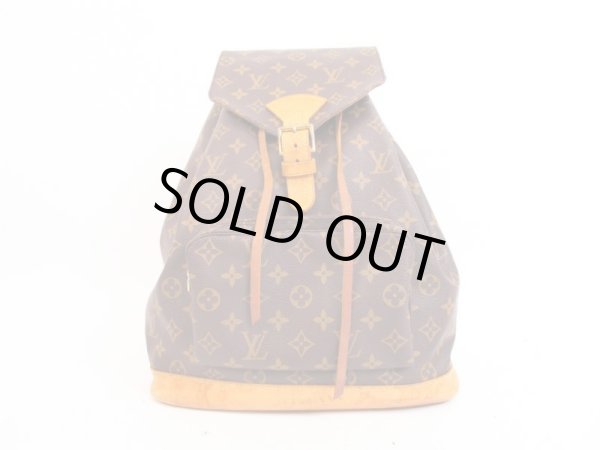 Photo1: LOUIS VUITTON Monogram Leather Brown Backpack Bag Montsouris GM #4076