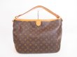 Photo1: LOUIS VUITTON Monogram Brown Leather Hobo Shoulder Bag Delightful PM #4084