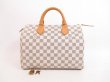 Photo1: LOUIS VUITTON Damier Azur Leather White Hand Bag Purse Speedy30 #4085