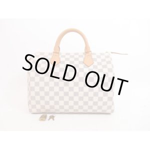 Photo: LOUIS VUITTON Damier Azur Leather White Hand Bag Purse Speedy30 #4085