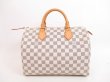 Photo2: LOUIS VUITTON Damier Azur Leather White Hand Bag Purse Speedy30 #4085