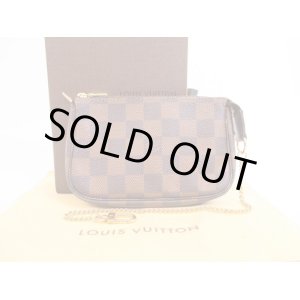 Photo: LOUIS VUITTON Damier Leather Brown Chain Pouch Accessories Pouch #4087