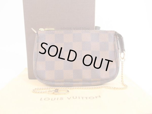 Photo1: LOUIS VUITTON Damier Leather Brown Chain Pouch Accessories Pouch #4087