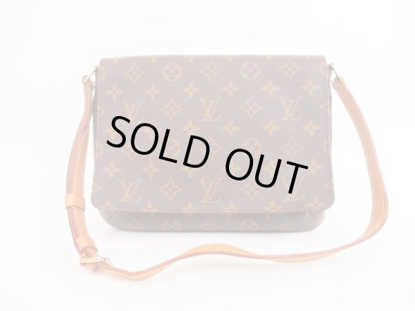 Photo1: LOUIS VUITTON Monogram Leather Brown Shoulder Bag Musette Tango Short #4091