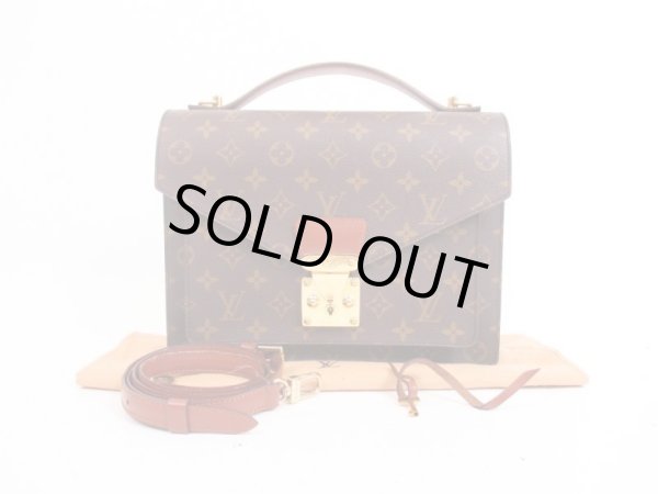 Photo1: LOUIS VUITTON Monogram Leather Brown Hand Bag Monceau w/Strap #4119