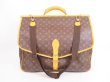 Photo1: LOUIS VUITTON Monogram Leather Brown Hand Bag Sac Chasse w/Strap #4125