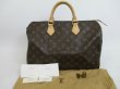 Photo1: LOUIS VUITTON Monogram Leather Brown Hand Bag Purse Speedy35 #4145