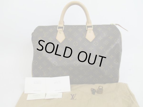 Photo1: LOUIS VUITTON Monogram Leather Brown Hand Bag Purse Speedy35 #4145