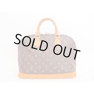 Photo: LOUIS VUITTON Monogram Leather Brown Hand Bag Purse Alma #4159