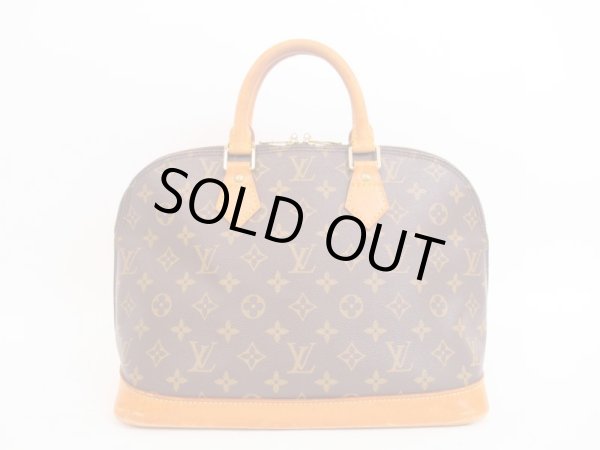 Photo1: LOUIS VUITTON Monogram Leather Brown Hand Bag Purse Alma #4159