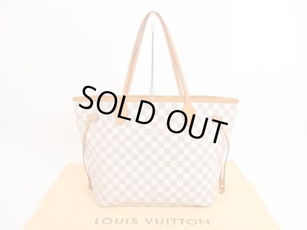 Photo1: LOUIS VUITTON Azur Leather White Tote&Shoppers Bag Neverfull MM #4169