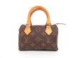 Photo1: LOUIS VUITTON Monogram Leather Brown Hand Bag Purse Mini Speedy #4179