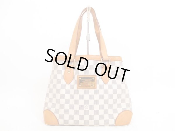 Photo1: LOUIS VUITTON Azur Leather White Tote Bag Purse Hampstead PM #4190