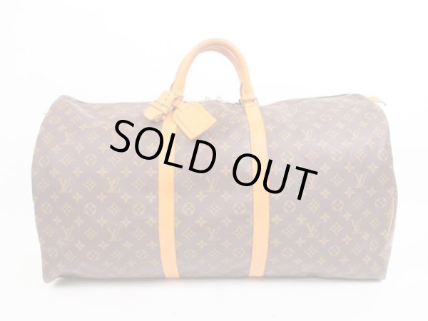 Photo1: LOUIS VUITTON Monogram Leather Brown Duffle&Gym Bag Keepall 60 #4192