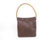 Photo1: LOUIS VUITTON Monogram Leather Brown Shoulder Bag Looping GM #4196