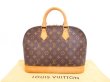 Photo1: LOUIS VUITTON Monogram Leather Brown Hand Bag Purse Alma #4199