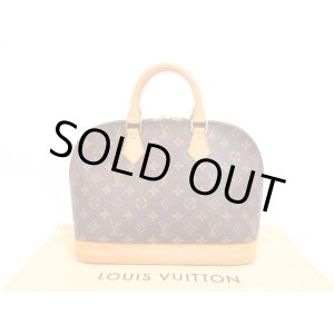 Photo: LOUIS VUITTON Monogram Leather Brown Hand Bag Purse Alma #4199