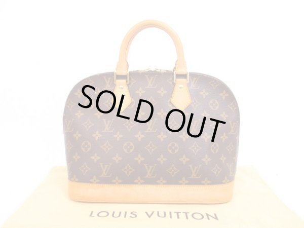 Photo1: LOUIS VUITTON Monogram Leather Brown Hand Bag Purse Alma #4199