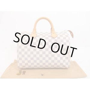 Photo: LOUIS VUITTON Damier Azur Leather White Hand Bag Purse Speedy30 #4255