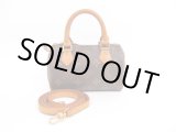 Photo: LOUIS VUITTON Monogram Leather Brown Hand Bag Mini Speedy w/Strap #4268