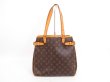 Photo1: LOUIS VUITTON Monogram Leather Brown Tote Bag Batignolles Vertical #4270