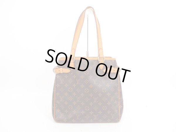 Photo1: LOUIS VUITTON Monogram Leather Brown Tote Bag Batignolles Vertical #4270