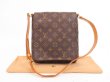 Photo1: LOUIS VUITTON Monogram Leatger Brown Shoulder Bag Musette Salsa Short #4272