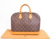 Photo1: LOUIS VUITTON Monogram Leather Brown Hand Bag Purse Alma #4278