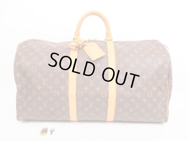 Photo1: LOUIS VUITTON Monogram Leather Brown Duffle Bag Keepall 55 #4302