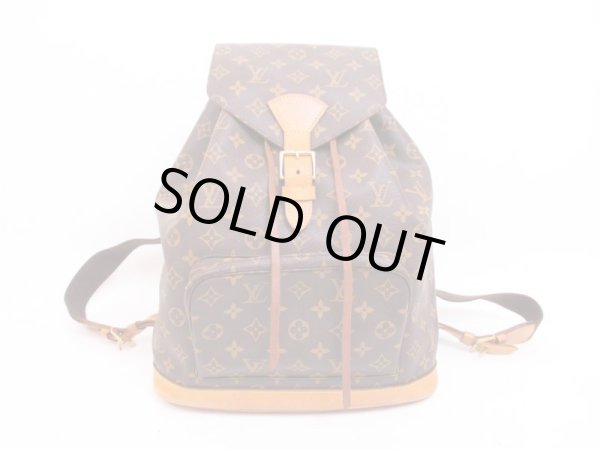 Photo1: LOUIS VUITTON Monogram Leather Brown Backpack Bag Montsouris GM #4323