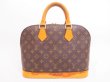 Photo2: LOUIS VUITTON Monogram Leather Brown Hand Bag Purse Alma #4325