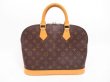 Photo1: LOUIS VUITTON Monogram Leather Brown Hand Bag Purse Alma #4326