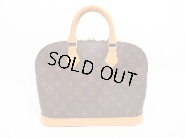 Photo1: LOUIS VUITTON Monogram Leather Brown Hand Bag Purse Alma #4326