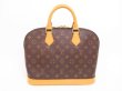 Photo2: LOUIS VUITTON Monogram Leather Brown Hand Bag Purse Alma #4326