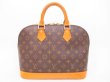 Photo1: LOUIS VUITTON Monogram Leather Brown Hand Bag Purse Alma #4330