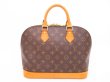 Photo2: LOUIS VUITTON Monogram Leather Brown Hand Bag Purse Alma #4330