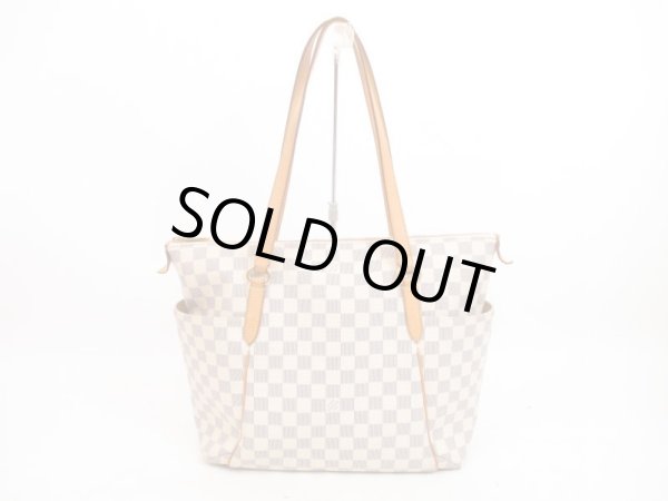 Photo1: LOUIS VUITTON Azur Leather White Tote&Shoppers Bag Totally MM #4337