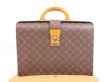 Photo1: LOUIS VUITTON Monogram Leather Brown Briefcase Doctor Bag Fermoir #4340